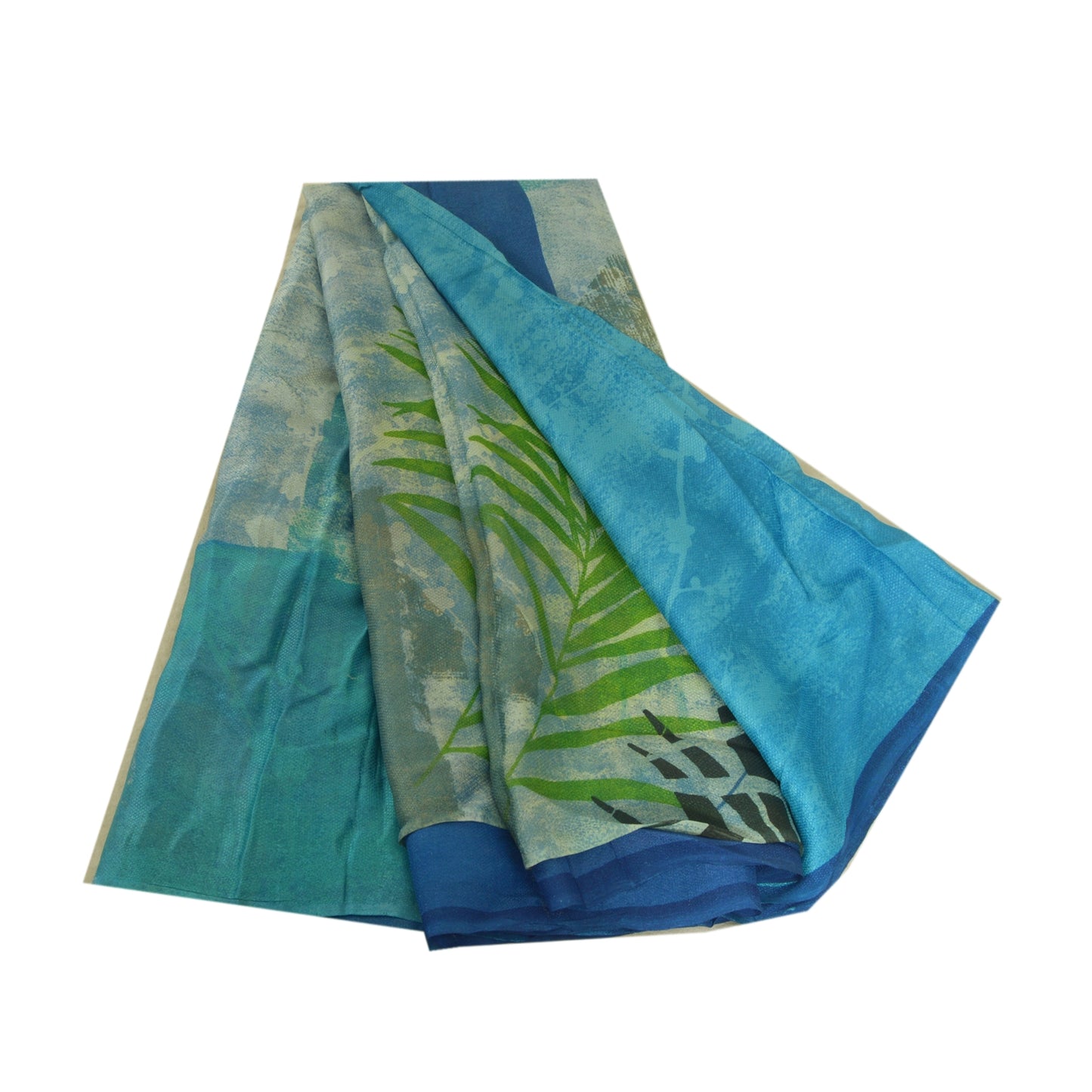 Sanskriti Vintage Sarees Indian Blue Blend Georgette Printed Sari Craft Sustainable Fabric