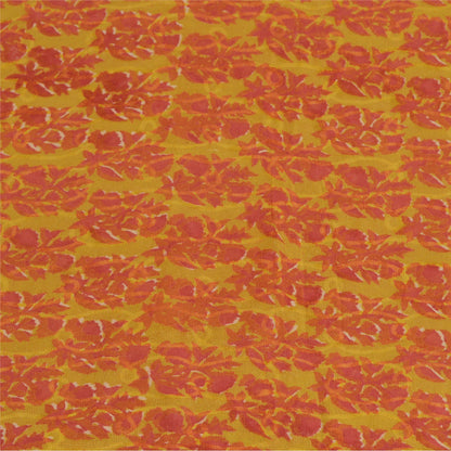 Sanskriti Vintage Sarees Green/Red Pure Georgette Silk Block Print Sari Sustainable Fabric