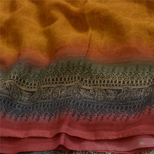 Load image into Gallery viewer, Sanskriti Vintage Sarees Saffron Pure Chiffon Silk Printed Sari 5yd Craft Fabric
