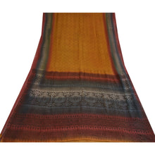 Load image into Gallery viewer, Sanskriti Vintage Sarees Saffron Pure Chiffon Silk Printed Sari 5yd Craft Fabric
