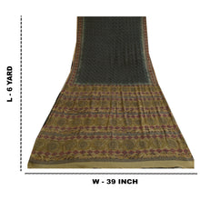 Load image into Gallery viewer, Sanskriti Vintage Sarees Black Pure Chiffon Silk Printed Sari 6yd Craft Fabric

