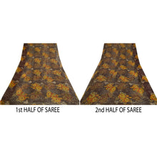 Load image into Gallery viewer, Sanskriti Vintage Sarees Brown 100% Pure Chiffon Silk Printed Sari Craft Fabric
