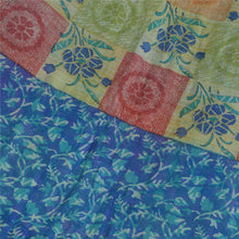 Load image into Gallery viewer, Sanskriti Vintage Sarees Blue Pure Chiffon Silk Printed Sari 5yd Craft Fabric
