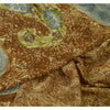 Sanskriti Vintage Sarees Brown/Blue Pure Georgette Silk Print Sari Craft Sustainable Fabric
