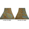 Sanskriti Vintage Sarees Brown/Blue Pure Georgette Silk Print Sari Craft Sustainable Fabric