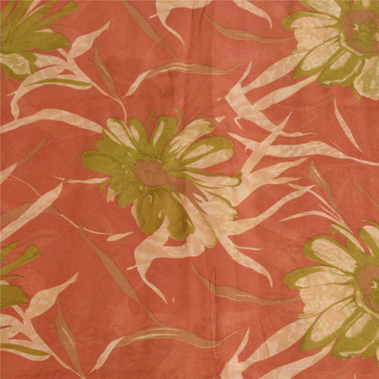 Sanskriti Vintage Sarier i støvet lyserødt rent georgette-trykt sari, 5 m håndværk i bæredygtigt stof