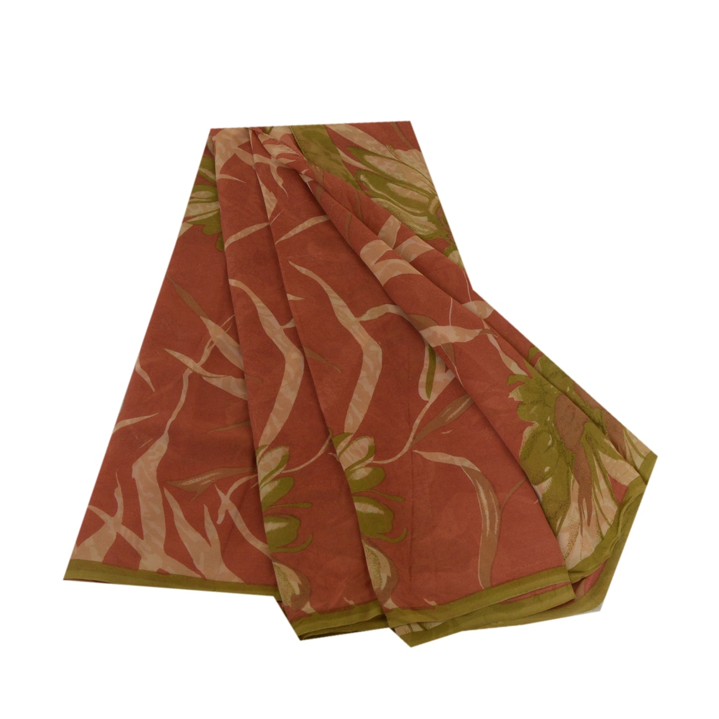 Sanskriti Vintage Sarier i støvet lyserødt rent georgette-trykt sari, 5 m håndværk i bæredygtigt stof