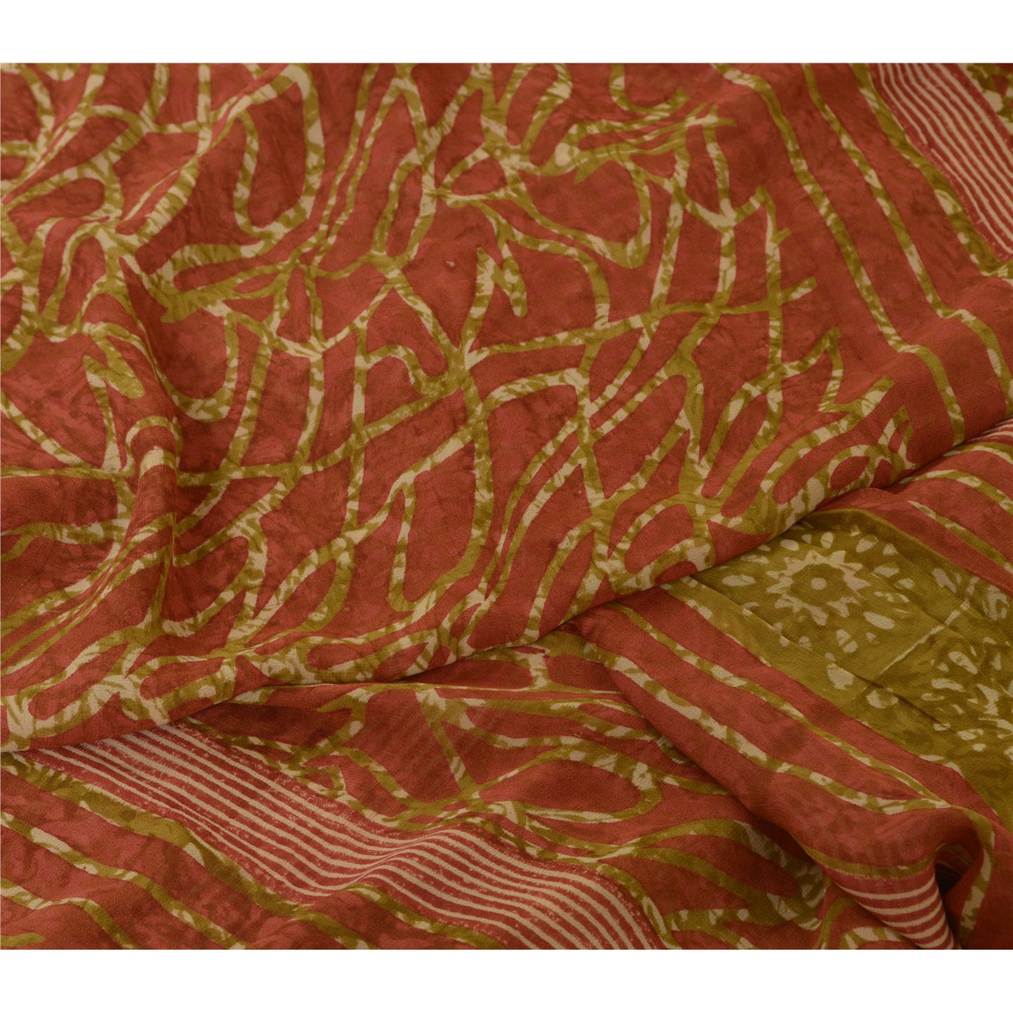 Sanskriti Vintage Sarees Multi Pure Georgette Silk Printed Sari 5yd Craft Sustainable Fabric