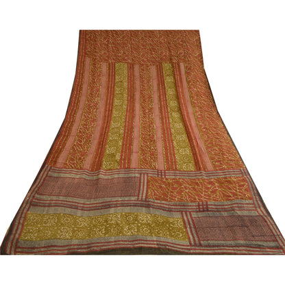 Sanskriti Vintage Sarees Multi Pure Georgette Silk Printed Sari 5yd Craft Sustainable Fabric