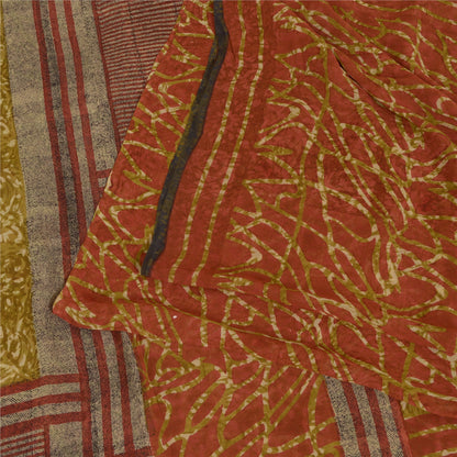 Sanskriti Vintage Sarees Multi Pure Georgette Silk Printed Sari 5yd Craft Sustainable Fabric