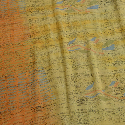 Sanskriti Vintage Sarees Multi Pure Georgette Silk Printed Sari 5yd Craft Sustainable Fabric