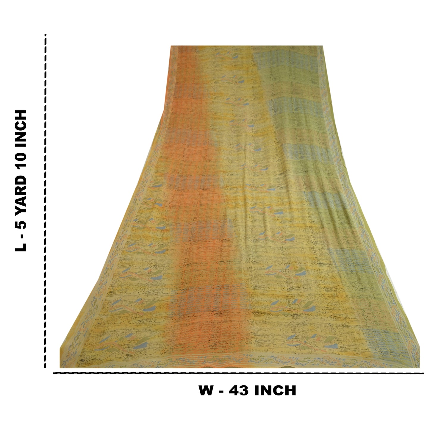 Sanskriti Vintage Sarees Multi Pure Georgette Silk Printed Sari 5yd Craft Sustainable Fabric