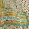 Sanskriti Vintage Sarees Ivory Pure Georgette Silk Printed Sari 5yd Craft Sustainable Fabric