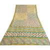 Sanskriti Vintage Sarees Ivory Pure Georgette Silk Printed Sari 5yd Craft Sustainable Fabric