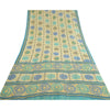 Sanskriti Vintage Sarees Cream Pure Georgette Silk Printed Sari 5yd Craft Sustainable Fabric