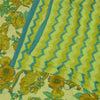 Sanskriti Vintage Sarees Green Pure Georgette Silk Printed Sari 5yd Craft Sustainable Fabric