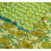 Sanskriti Vintage Sarees Green Pure Georgette Silk Printed Sari 5yd Craft Sustainable Fabric