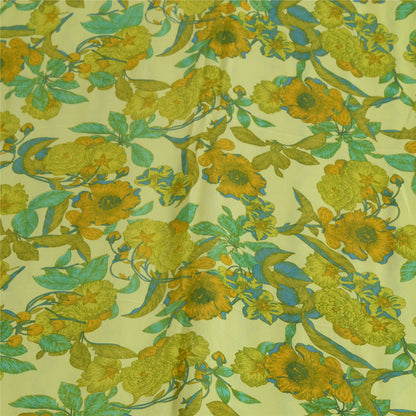 Sanskriti Vintage Sarees Green Pure Georgette Silk Printed Sari 5yd Craft Sustainable Fabric