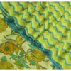 Sanskriti Vintage Sarees Green Pure Georgette Silk Printed Sari 5yd Craft Sustainable Fabric