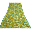 Sanskriti Vintage Sarees Green Pure Georgette Silk Printed Sari 5yd Craft Sustainable Fabric