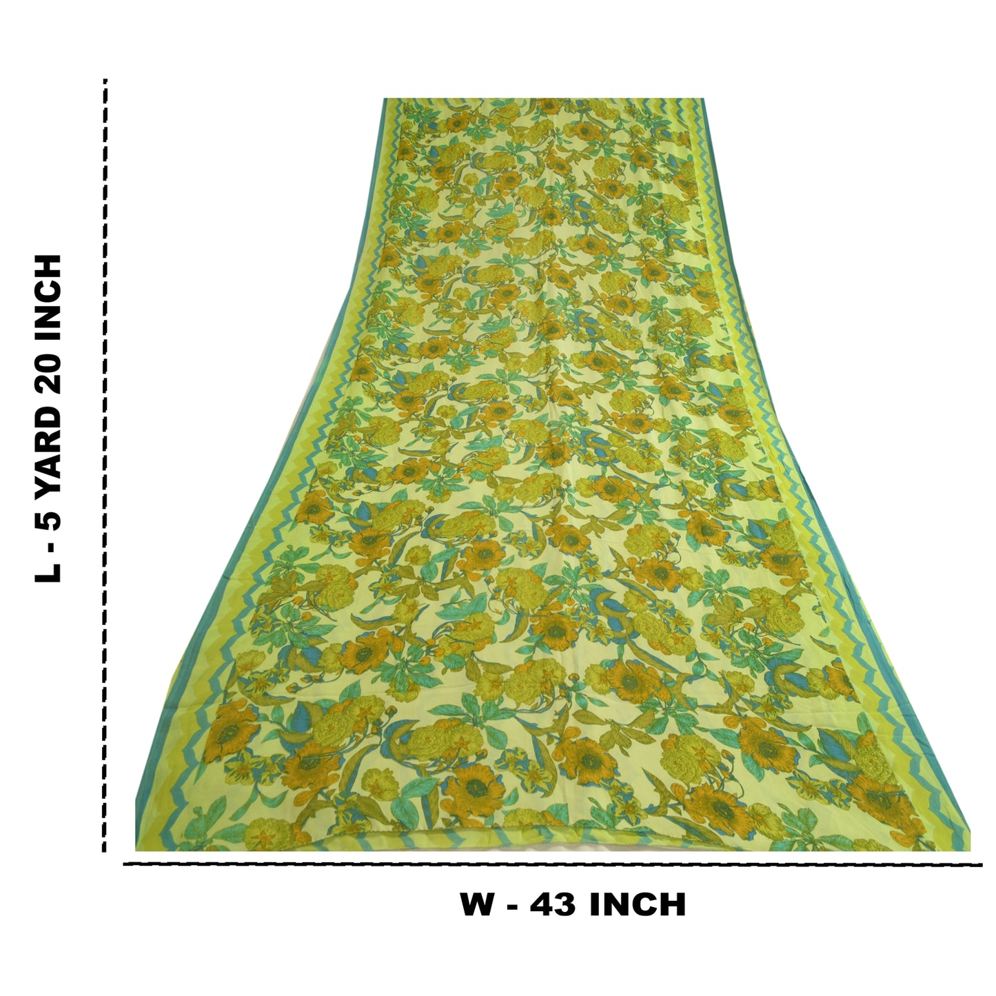 Sanskriti Vintage Sarees Green Pure Georgette Silk Printed Sari 5yd Craft Sustainable Fabric