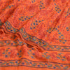 Sanskriti Vintage Sarees Orange Print Zari Woven Pure Georgette Silk Sari Sustainable Fabric