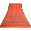 Sanskriti Vintage Sarees Orange Print Zari Woven Pure Georgette Silk Sari Sustainable Fabric