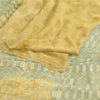 Sanskriti Vintage Sarees Gray/Cream Printed Pure Georgette Silk Sari 5yd Sustainable Fabric