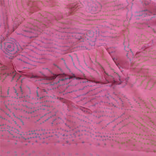 Load image into Gallery viewer, Sanskriti Vintage Sarees Purple Bandhani Print Pure Georgette Sari Craft Fabric
