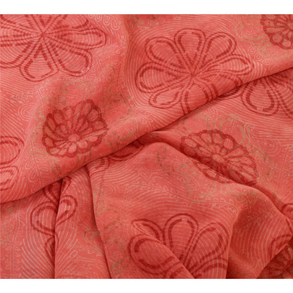 Sanskriti Vintage Sarees BlushPink Pure Georgette Silk Printed Sari Craft Sustainable Fabric