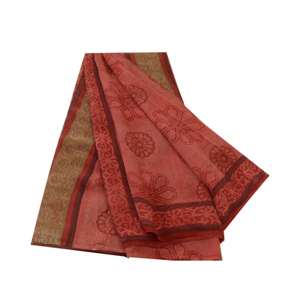 Sanskriti Vintage Sarees BlushPink Pure Georgette Silk Printed Sari Craft Sustainable Fabric