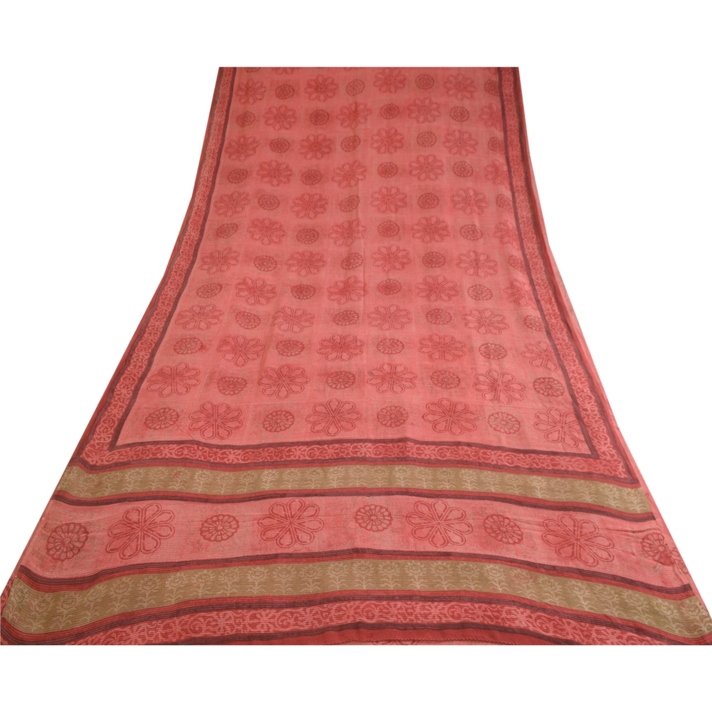Sanskriti Vintage Sarees BlushPink Pure Georgette Silk Printed Sari Craft Sustainable Fabric