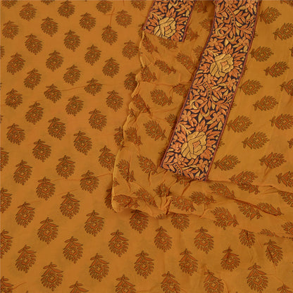 Sanskriti Vintage Sarees Saffron Pure Georgette Silk Printed Sari Craft Sustainable Fabric