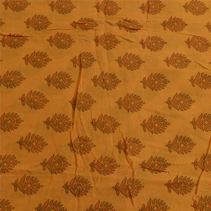 Sanskriti Vintage Sarees Saffron Pure Georgette Silk Printed Sari Craft Sustainable Fabric