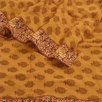 Sanskriti Vintage Sarees Saffron Pure Georgette Silk Printed Sari Craft Sustainable Fabric