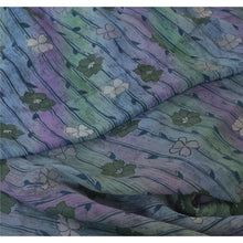 Load image into Gallery viewer, Sanskriti Vintage Sarees Blue/Purpel Pure Chiffon Silk Printed Sari 5yd Fabric
