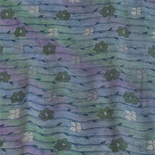Load image into Gallery viewer, Sanskriti Vintage Sarees Blue/Purpel Pure Chiffon Silk Printed Sari 5yd Fabric
