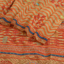 Load image into Gallery viewer, Sanskriti Vintage Sarees Pure Georgette Silk Hand Beaded Printed Sari 5yd Fabric
