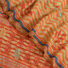 Load image into Gallery viewer, Sanskriti Vintage Sarees Pure Georgette Silk Hand Beaded Printed Sari 5yd Fabric

