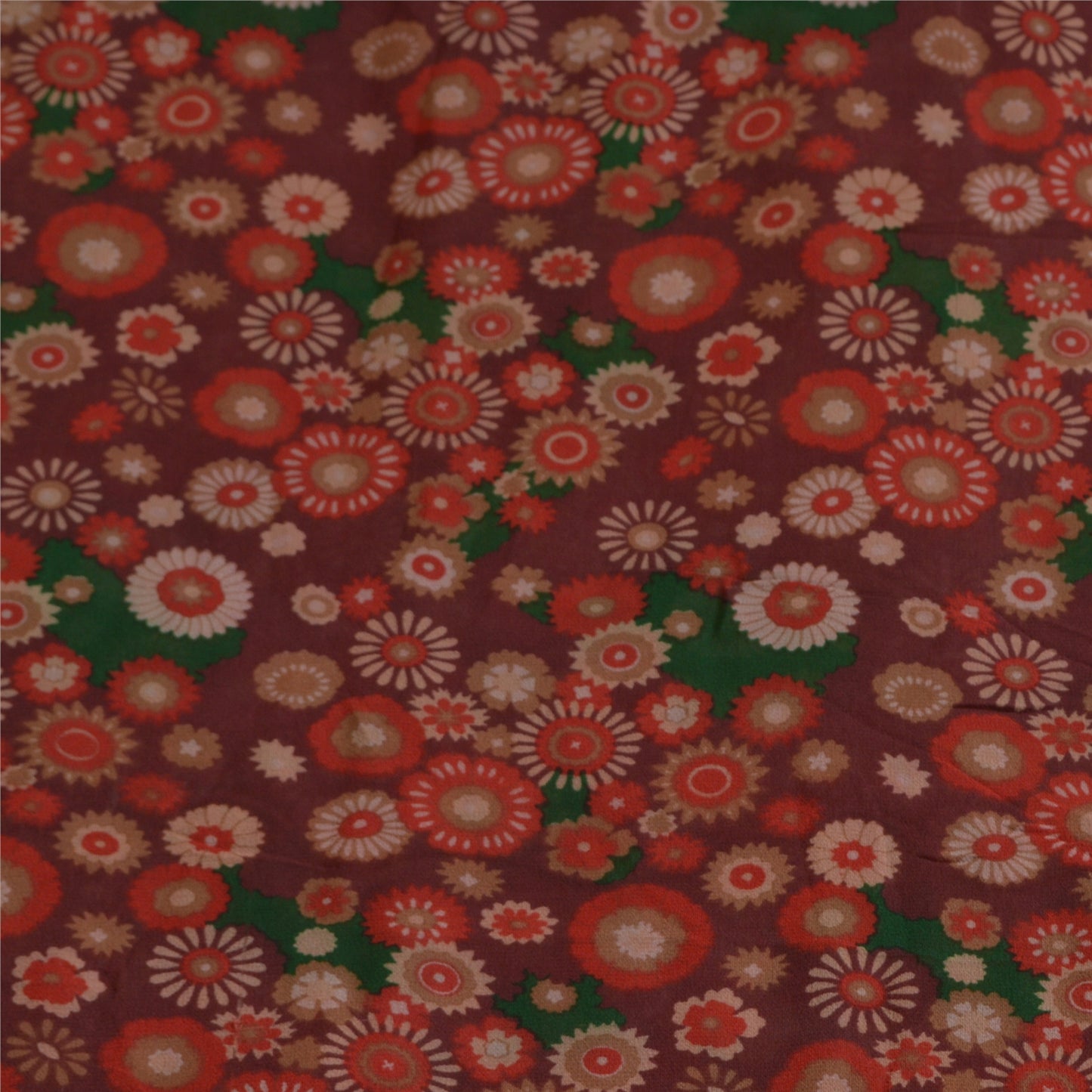 Sanskriti Vintage Sarees Purple Pure Georgette Silk Printed Sari Craft Sustainable Fabric