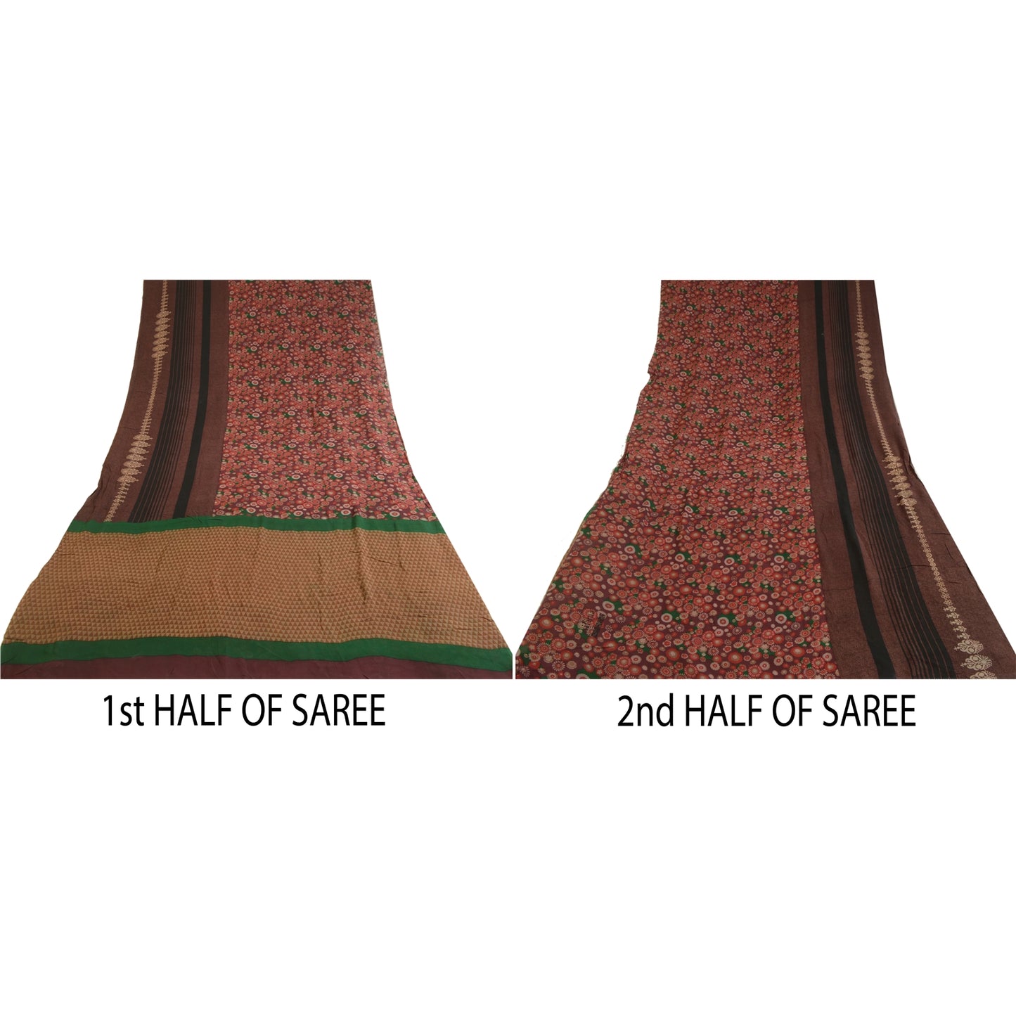 Sanskriti Vintage Sarees Purple Pure Georgette Silk Printed Sari Craft Sustainable Fabric