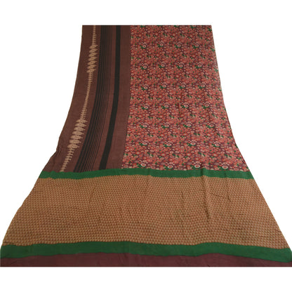 Sanskriti Vintage Sarees Purple Pure Georgette Silk Printed Sari Craft Sustainable Fabric