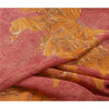 Сари Санскрити Винтаж Шафран/Розовый Чистый Жоржет Шелк Печатный Сари Экологичная Ткань