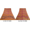 Сари Санскрити Винтаж Шафран/Розовый Чистый Жоржет Шелк Печатный Сари Экологичная Ткань