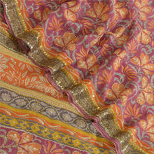 Load image into Gallery viewer, Sanskriti Vintage Sarees Purple Hand Beaded Pure Georgette Printed Sari Fabric
