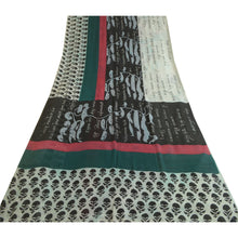 Load image into Gallery viewer, Sanskriti Vintage Sarees Black/Ivory Pure Georgette Silk Printed Sari 5yd Fabric
