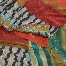 Load image into Gallery viewer, Sanskriti Vintage Sarees Orange Pure Georgette Silk Printed Sari Craft Fabric
