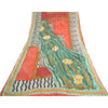 Sanskriti Vintage Sarees Orange Pure Georgette Silk Printed Sari Craft Sustainable Fabric