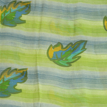 Sanskriti Vintage Sarees Green Pure Georgette Silk Printed Sari 5yd Craft Sustainable Fabric