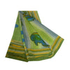 Sanskriti Vintage Sarees Green Pure Georgette Silk Printed Sari 5yd Craft Sustainable Fabric
